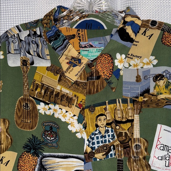 Rare Collectible Reyn Spooner Aloha Shirt KAMAKA Ukelele Rayon Pocket Size XL - Picture 4 of 11